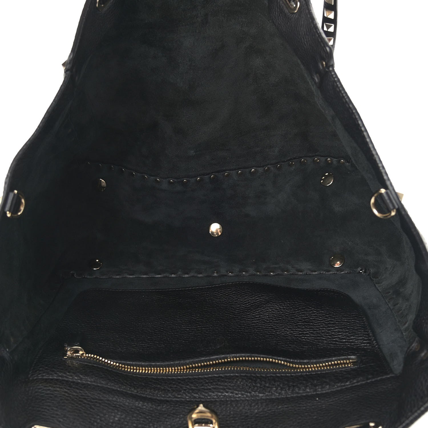 Valentino Garavani Pebbled Calfskin Medium Rockstud Tote Black 4 of 7