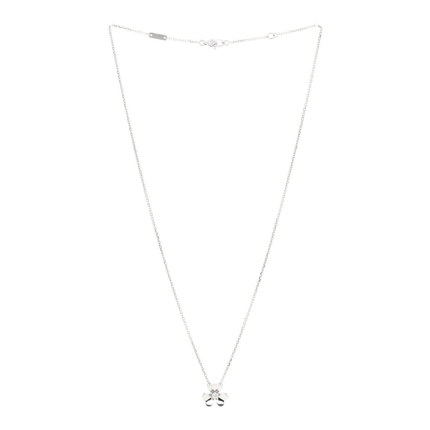 Van Cleef & Arpels 18K White Gold Diamond Mini Frivole Pendant Necklace 3 of 6