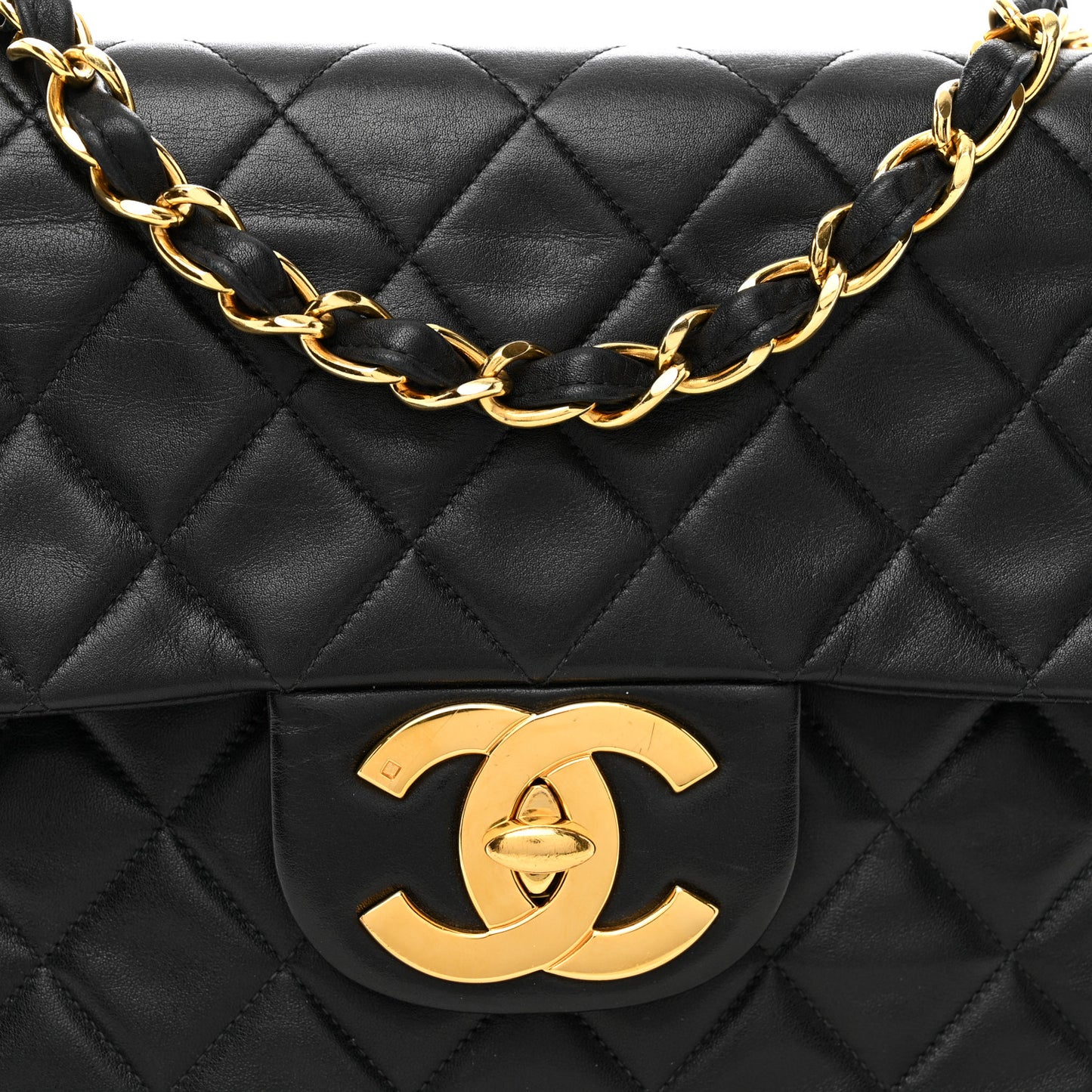 Lambskin Quilted XL Jumbo Single Flap Black