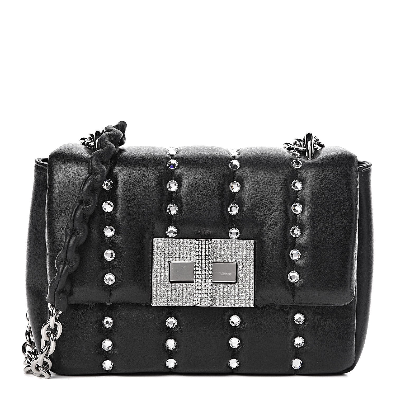 Tom Ford Lambskin Quilted Crystal Small Natalia Chain Bag Black 1 of 19