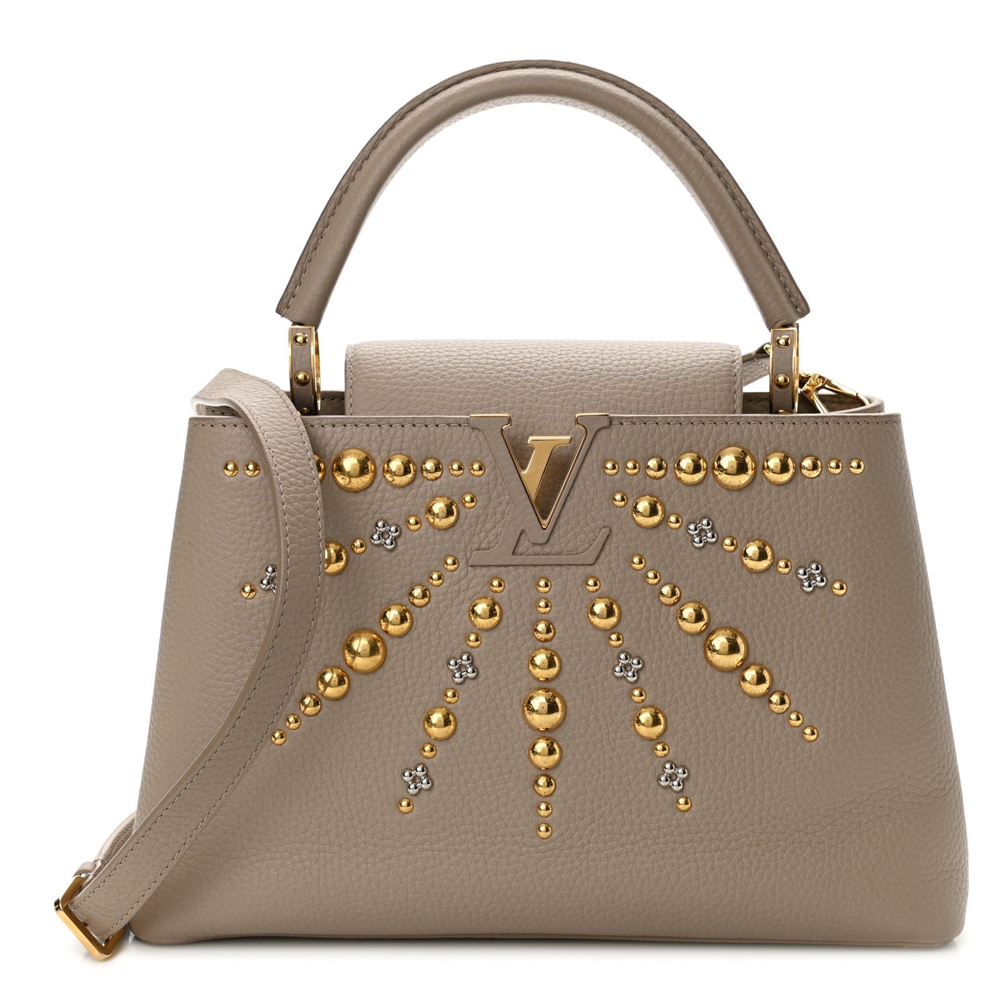 Taurillon Studded Sol Capucines PM Galet