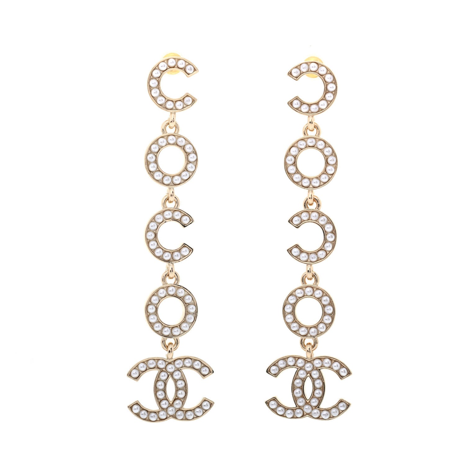 Pearl Coco Drop Earrings Gold