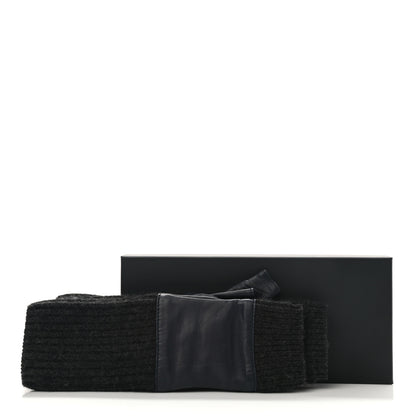 Chanel Wool Lambskin Fingerless Gloves 7.5 Navy Dark Grey 4 of 4