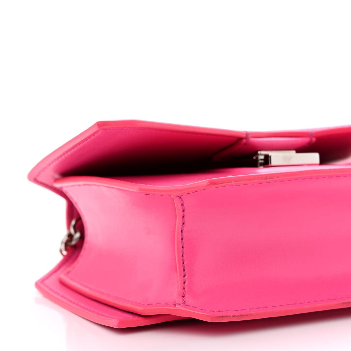 Calfskin Bow Cut Chain Wallet Fuchsia
