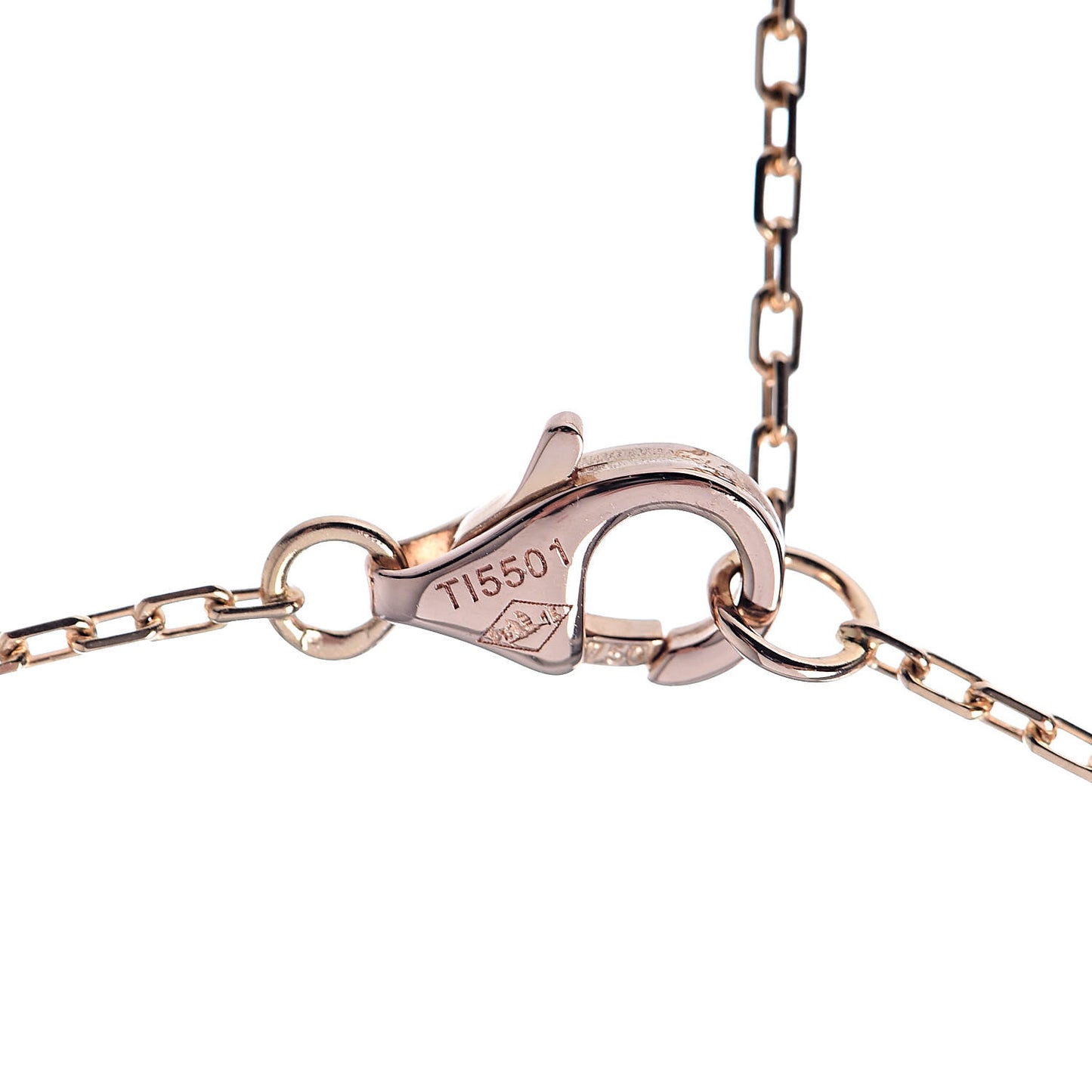 18K Pink Gold Diamond Logo Paved Pendant Necklace