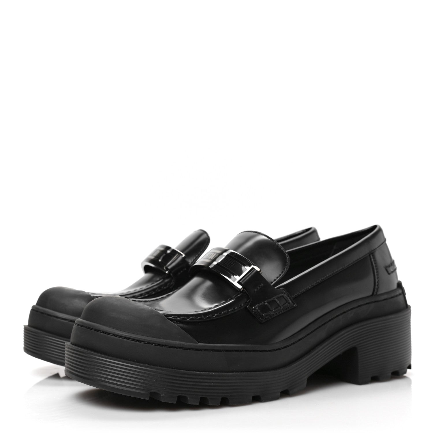 Christian Dior Brushed Calfskin Dior Code Lug Sole Platform 35mm Loafers 36 Black 3 of 8