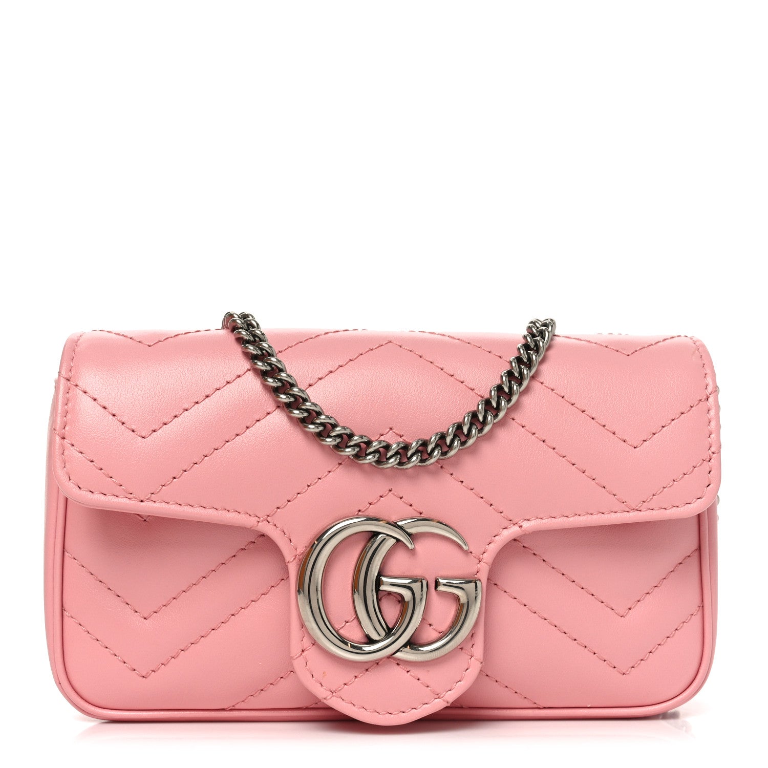 Gucci Calfskin Matelasse Super Mini GG Marmont Shoulder Bag Wild Rose 1 of 11
