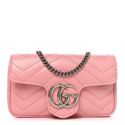 Gucci Calfskin Matelasse Super Mini GG Marmont Shoulder Bag Wild Rose 1 of 11