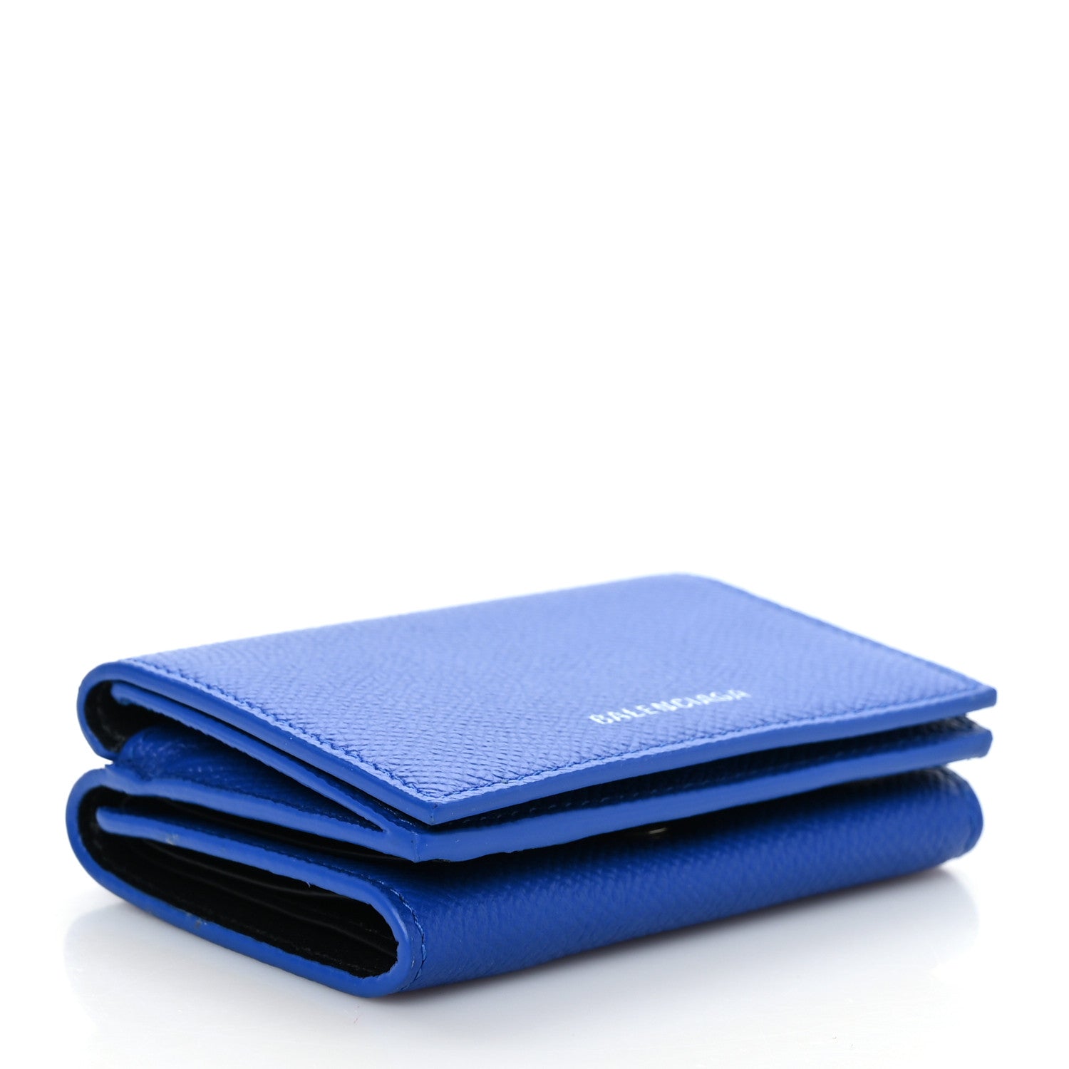 Balenciaga Signature Grained Calfskin Logo Mini Ville Wallet Blue 4 of 8