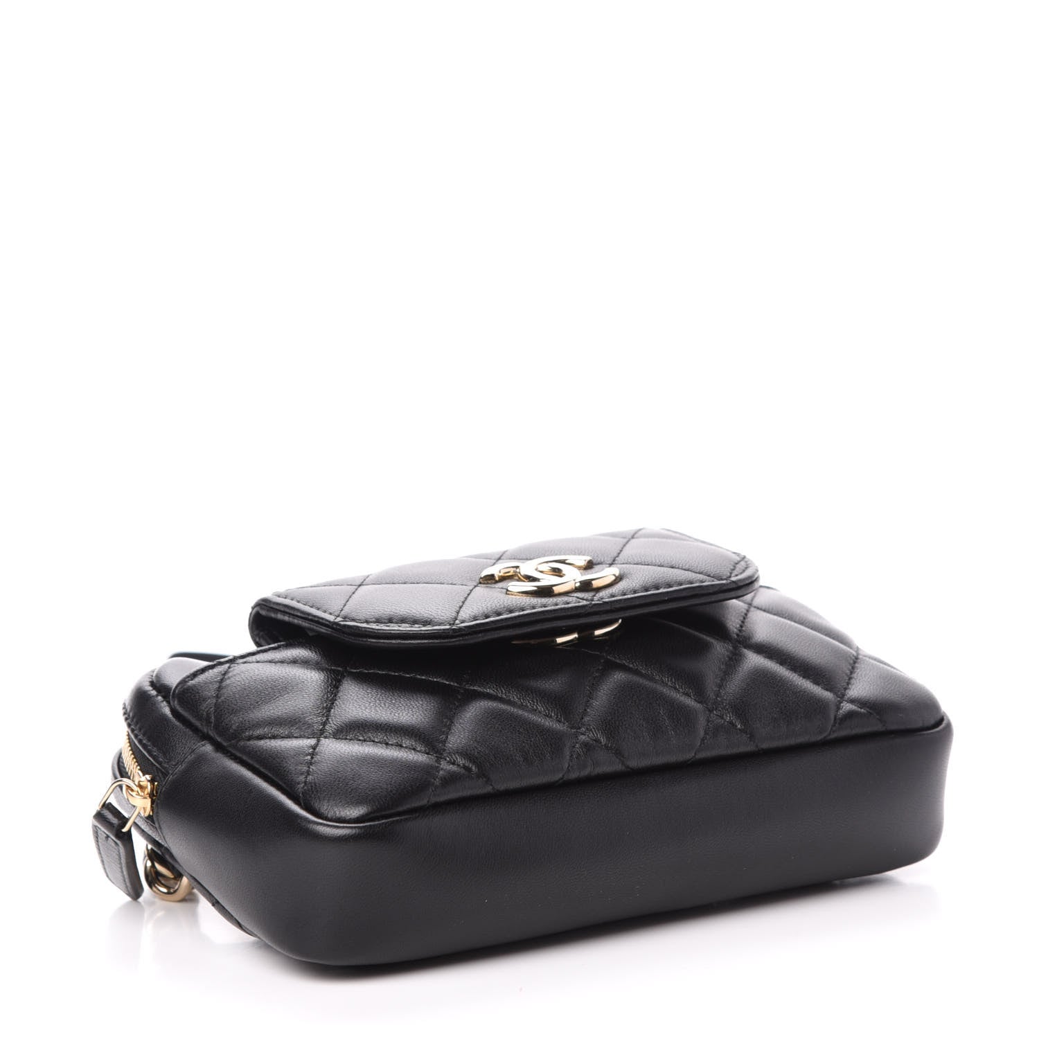 Chanel Lambskin Quilted Waist Bag With Pouch Black 5 of 12