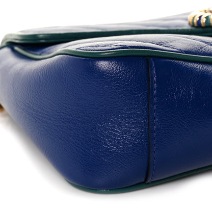 Gucci Azalea Calfskin Enamel Matelasse Diagonal Small Torchon GG Marmont Shoulder Bag Imperial Blue Pavone 8 of 10