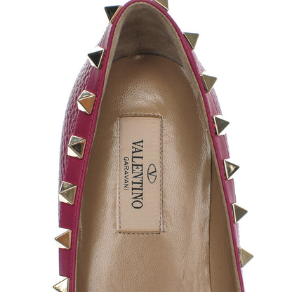 Valentino Garavani Pebbled Calfskin Rockstud Ballerina Flats 37 Deep Cyclamin 6 of 9