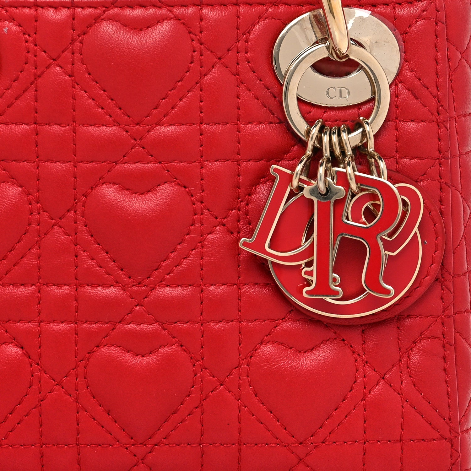 Christian Dior Calfskin Cannage Dioramour Mini Lady Dior Bag Bright Red 6 of 12