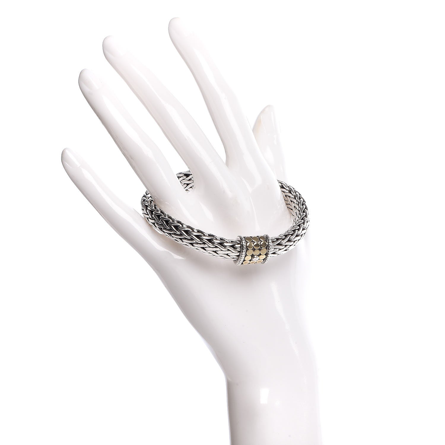 John Hardy Sterling Silver 18K Yellow Gold 10.5mm Classic Chain Dot Bracelet 2 of 4