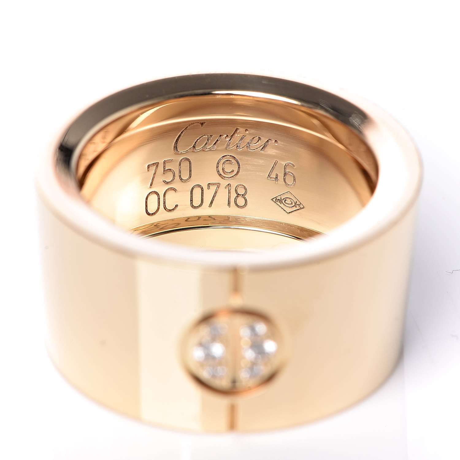 Cartier 18K Yellow Gold Diamond 10mm LOVE Ring 46 3.75 4 of 5