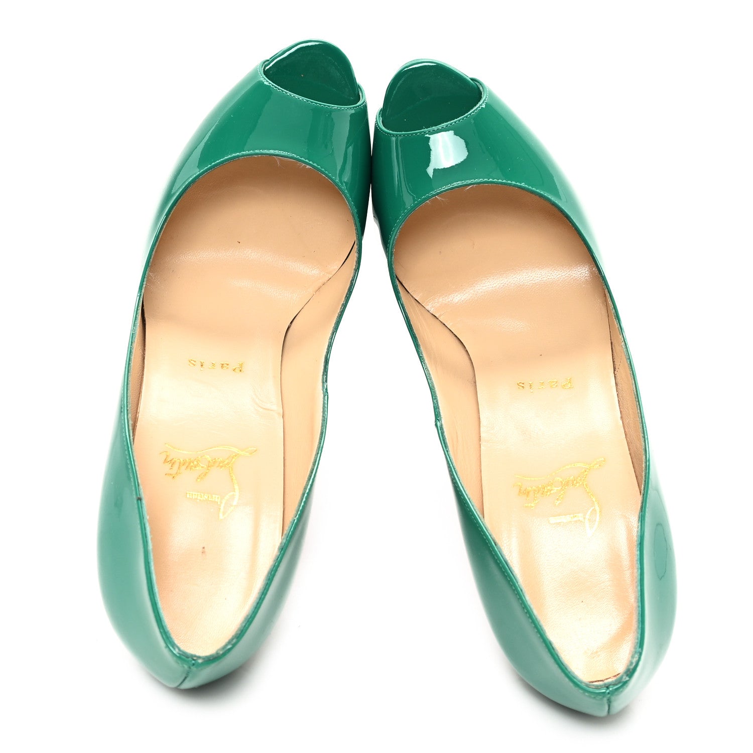 Christian Louboutin ミントグリーン ハイヒール Christian Louboutin Patent Lady Peep 150 Platform Pumps 40 Mint