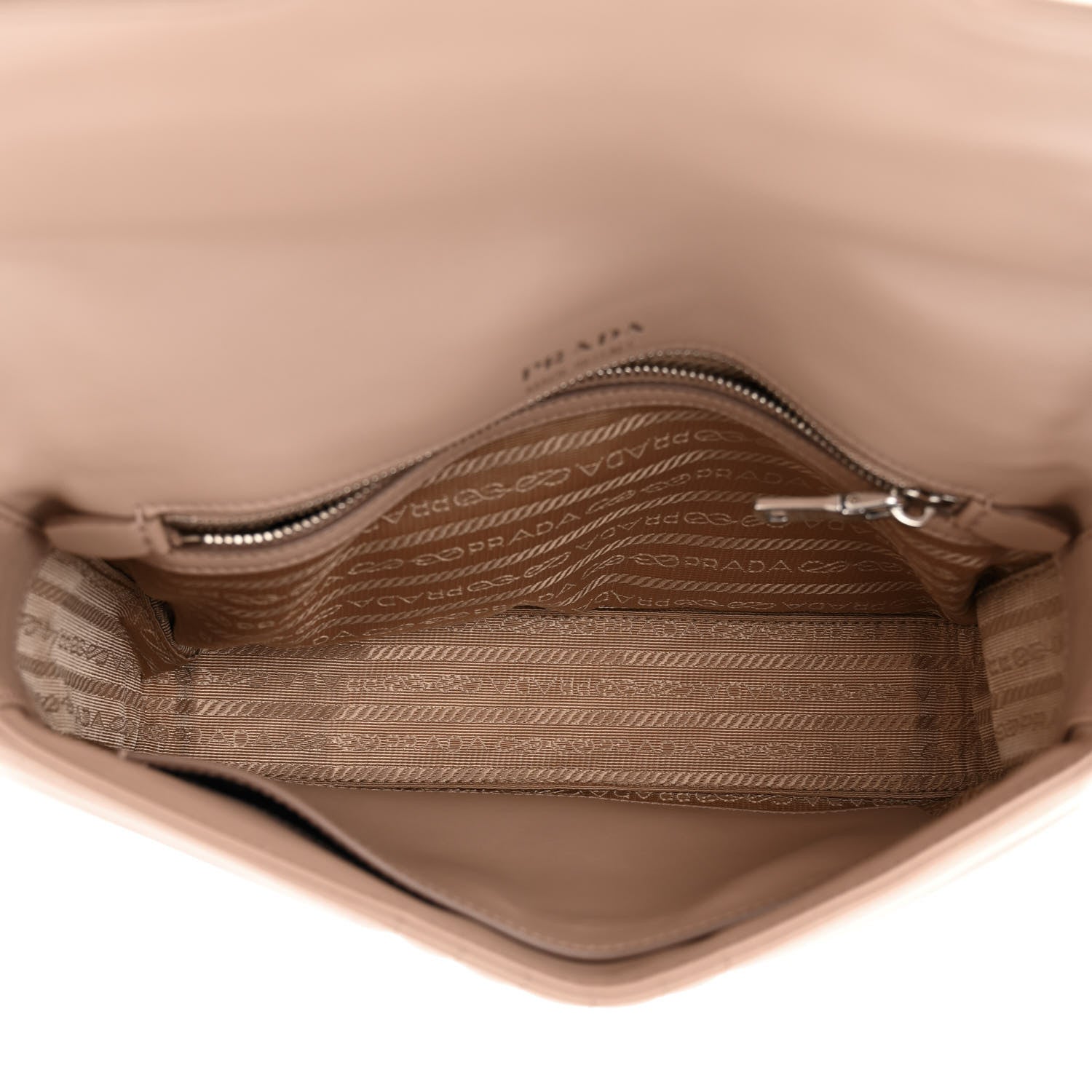 Prada Soft Calfskin Impunture Diagramme Medium Chain Flap Shoulder Bag Cipria 4 of 10