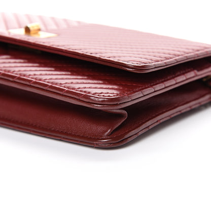 Chanel Aged Calfskin Chevron Quilted Reissue Wallet On Chain WOC Red 10 of 12