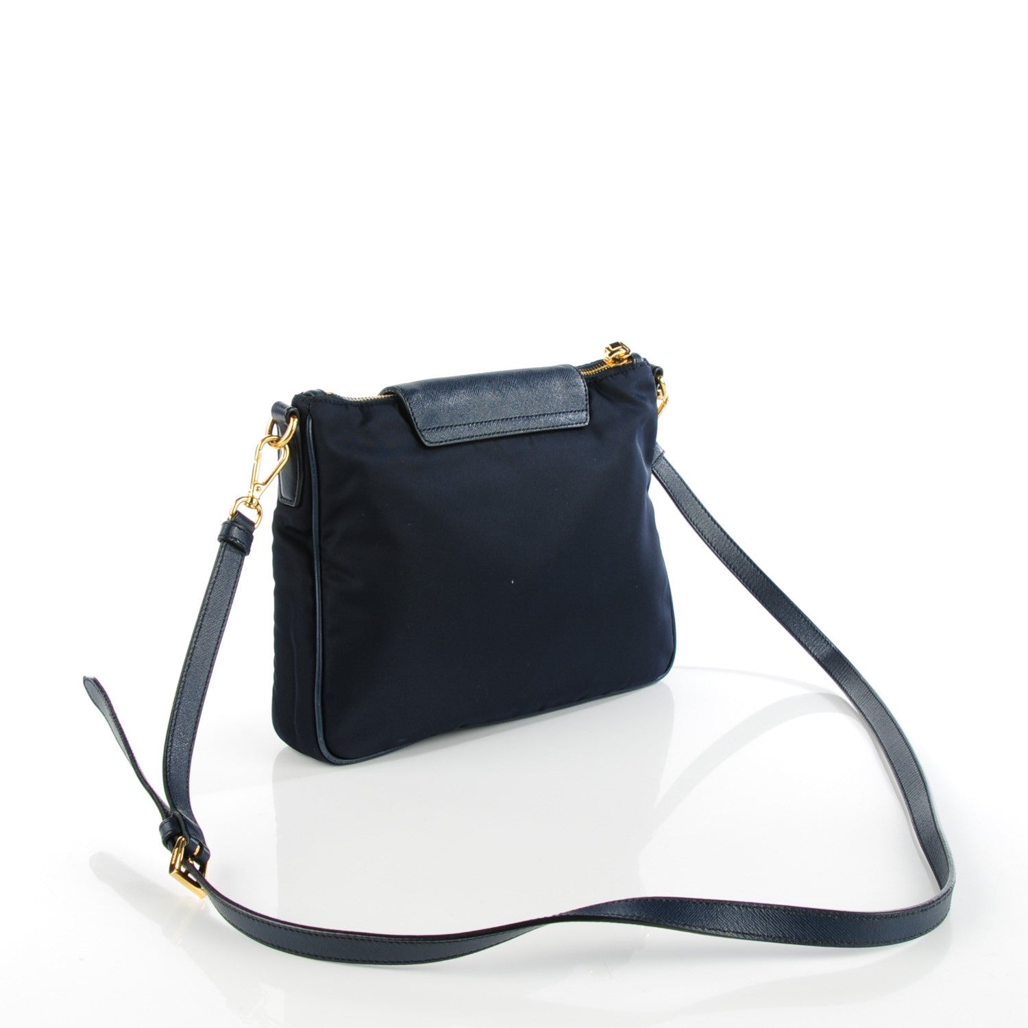 Prada Tessuto Nylon Saffiano Crossbody Bag Blue 3 of 9