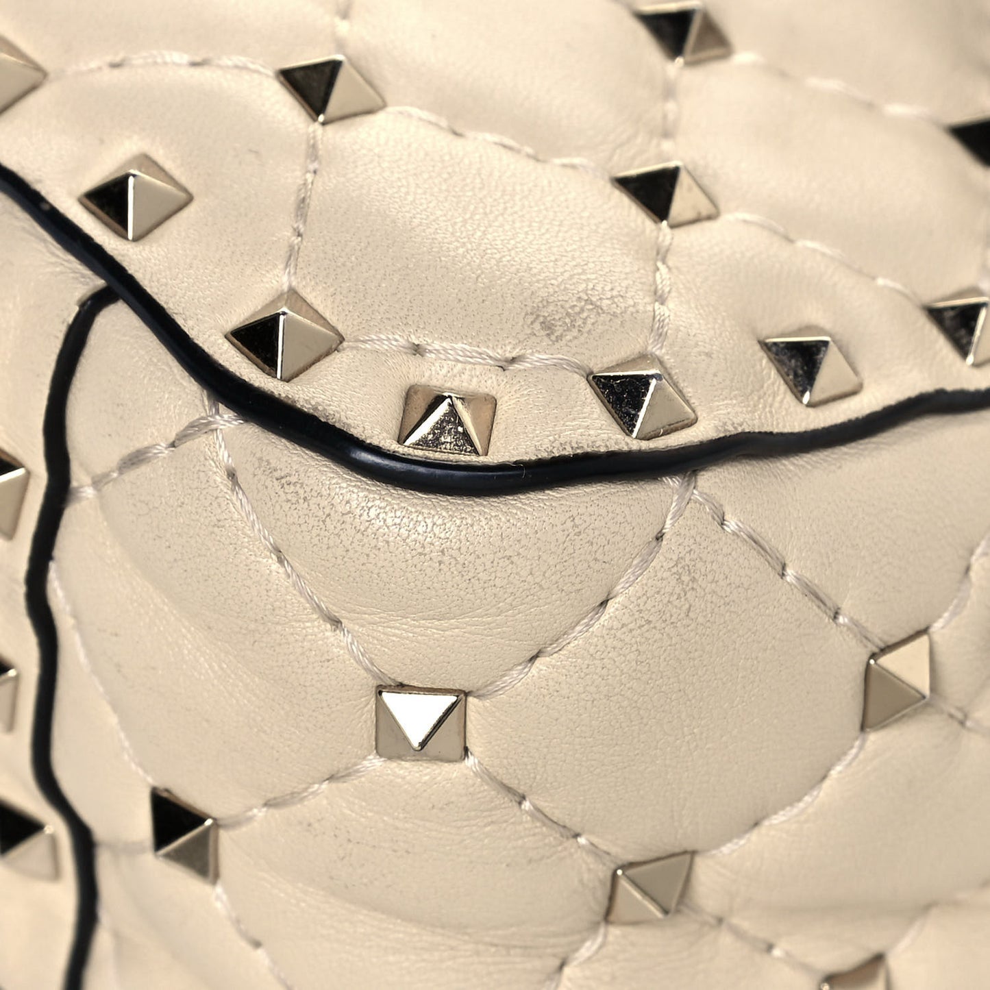 Nappa Medium Rockstud Spike Shoulder Bag Light Ivory