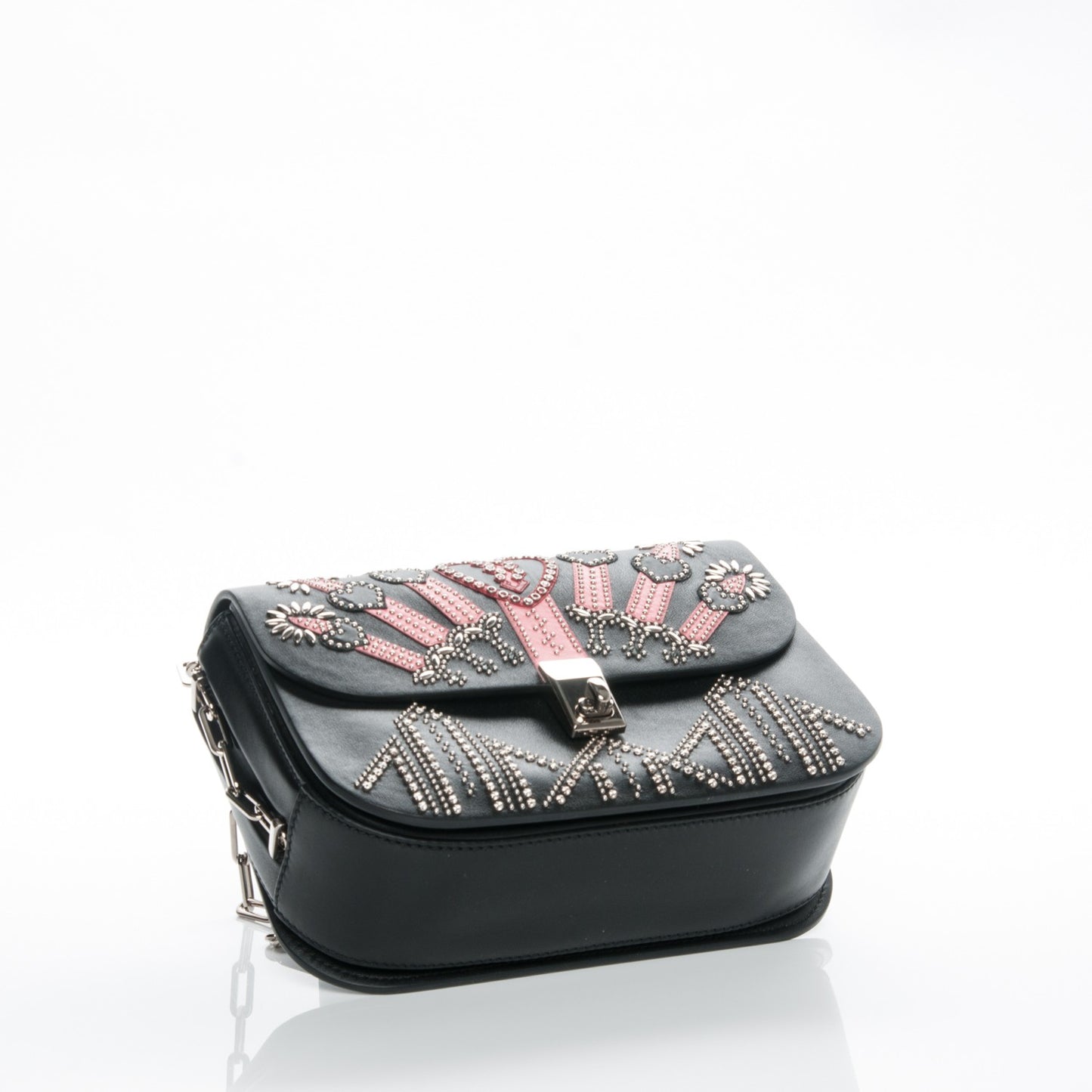 Vitello Loveblade Embellished Chain Flap Bag Black Multicolor