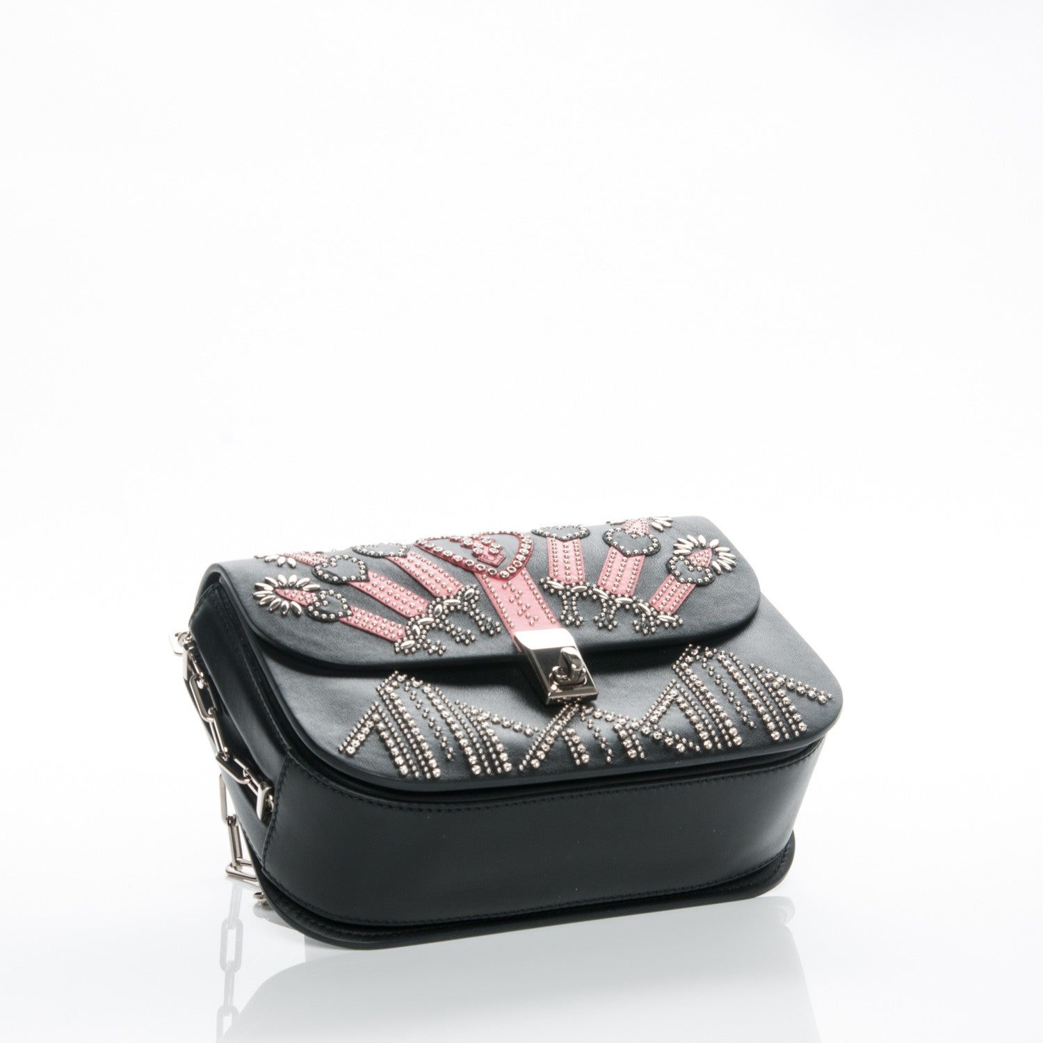 Valentino Garavani Vitello Loveblade Embellished Chain Flap Bag Black Multicolor 4 of 6