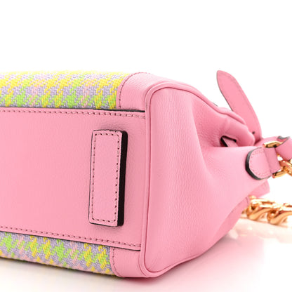 Versace Grained Calfskin Canvas Houndstooth Small La Medusa Top Handle Bag Pink Multicolor 10 of 10