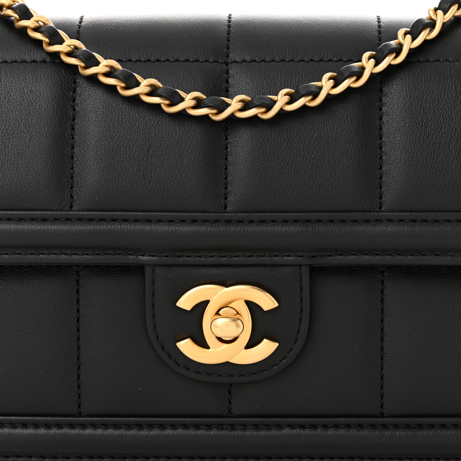 Chanel Lambskin Calfskin Mini Chocolate Bar Flap Bag Black 8 of 11