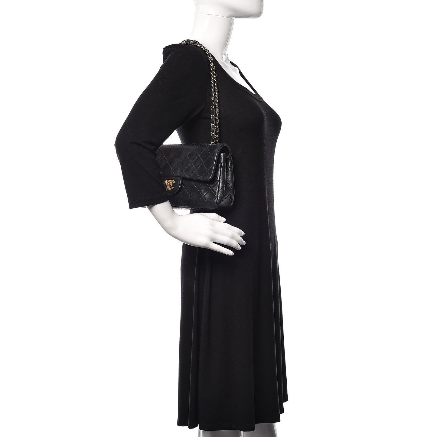 Lambskin Quilted Small Double Flap Black