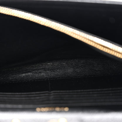 Saint Laurent Grain De Poudre Matelasse Chevron Monogram Chain Wallet Black 4 of 11