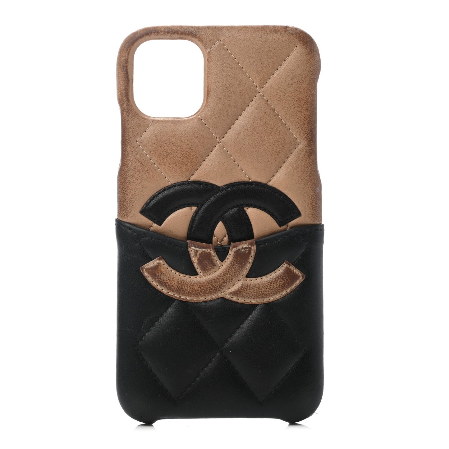 Lambskin Quilted CC iPhone XI Pro Case Beige Black