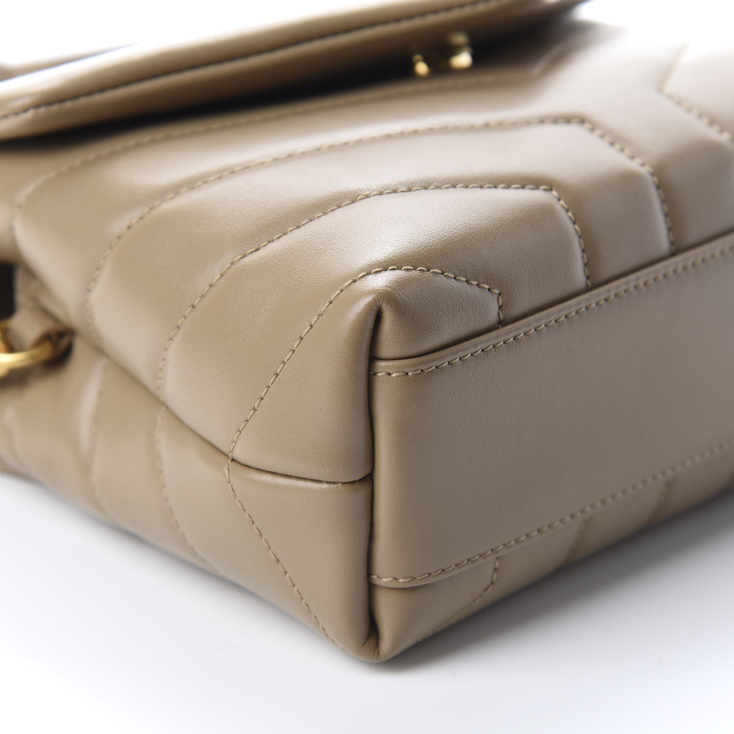 Saint Laurent Calfskin Y Quilted Monogram Toy Loulou Crossbody Bag Latte 6 of 11
