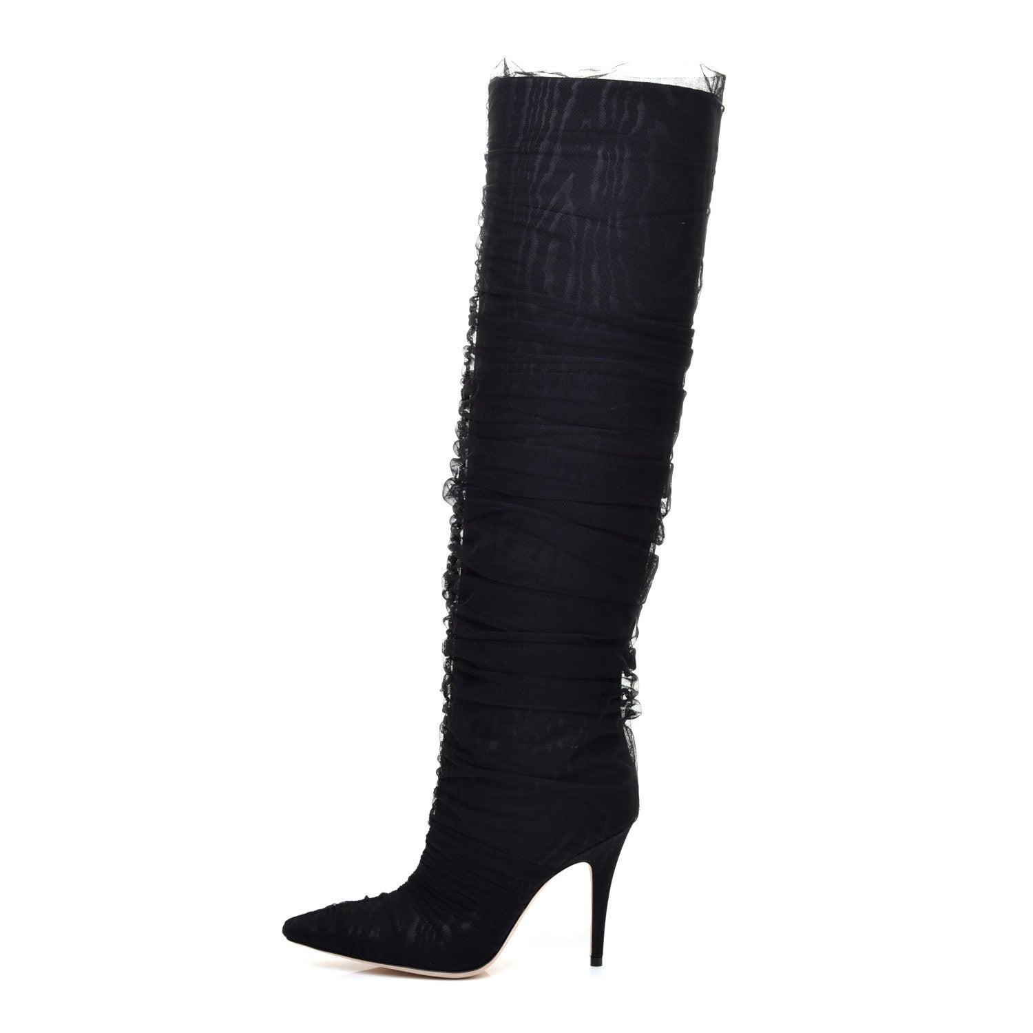 Jimmy Choo x OFF-WHITE Tulle Elisabeth 100 Knee High Boots 36.5 Black 1 of 6