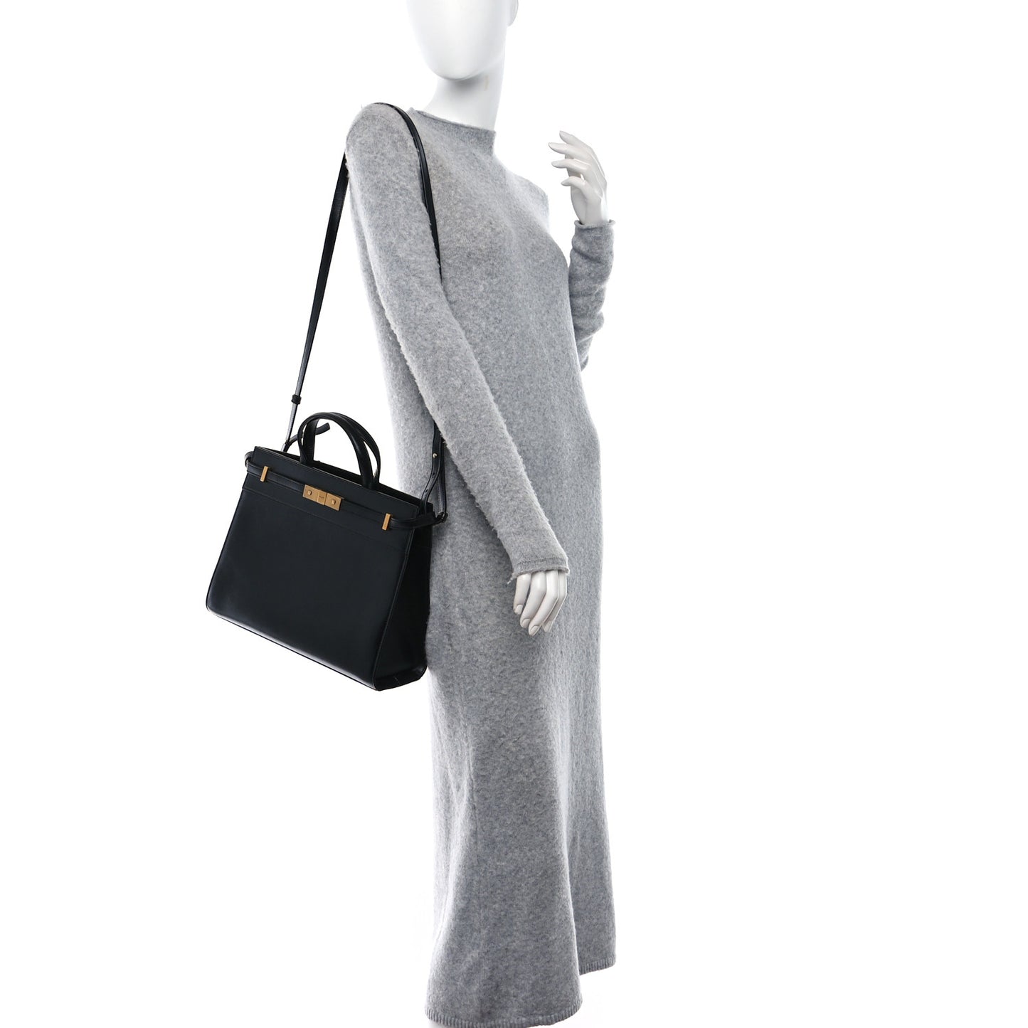 Calfskin Small Manhattan Shopper Tote Black