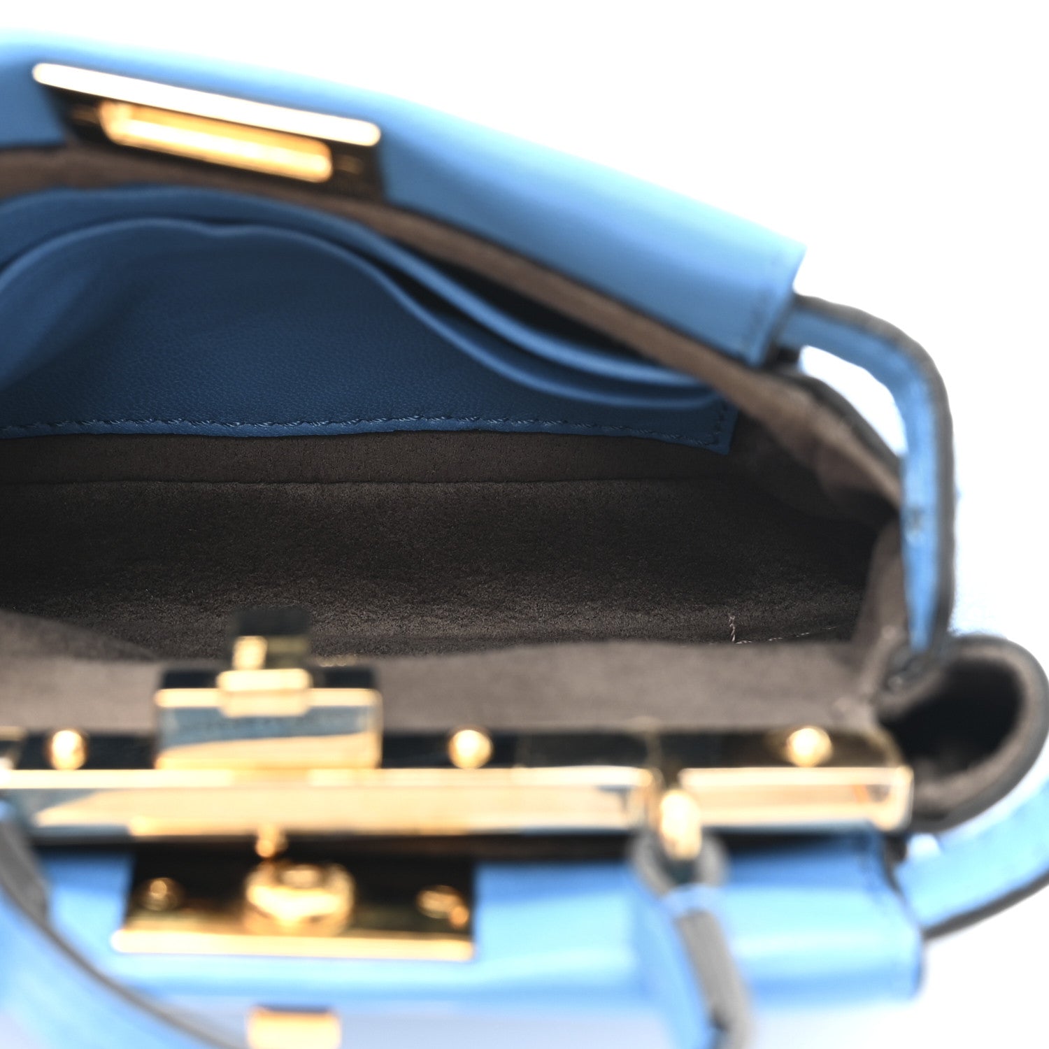 Fendi Shiny Nappa Micro Peekaboo Iconic Satchel Blue Royal 6 of 12