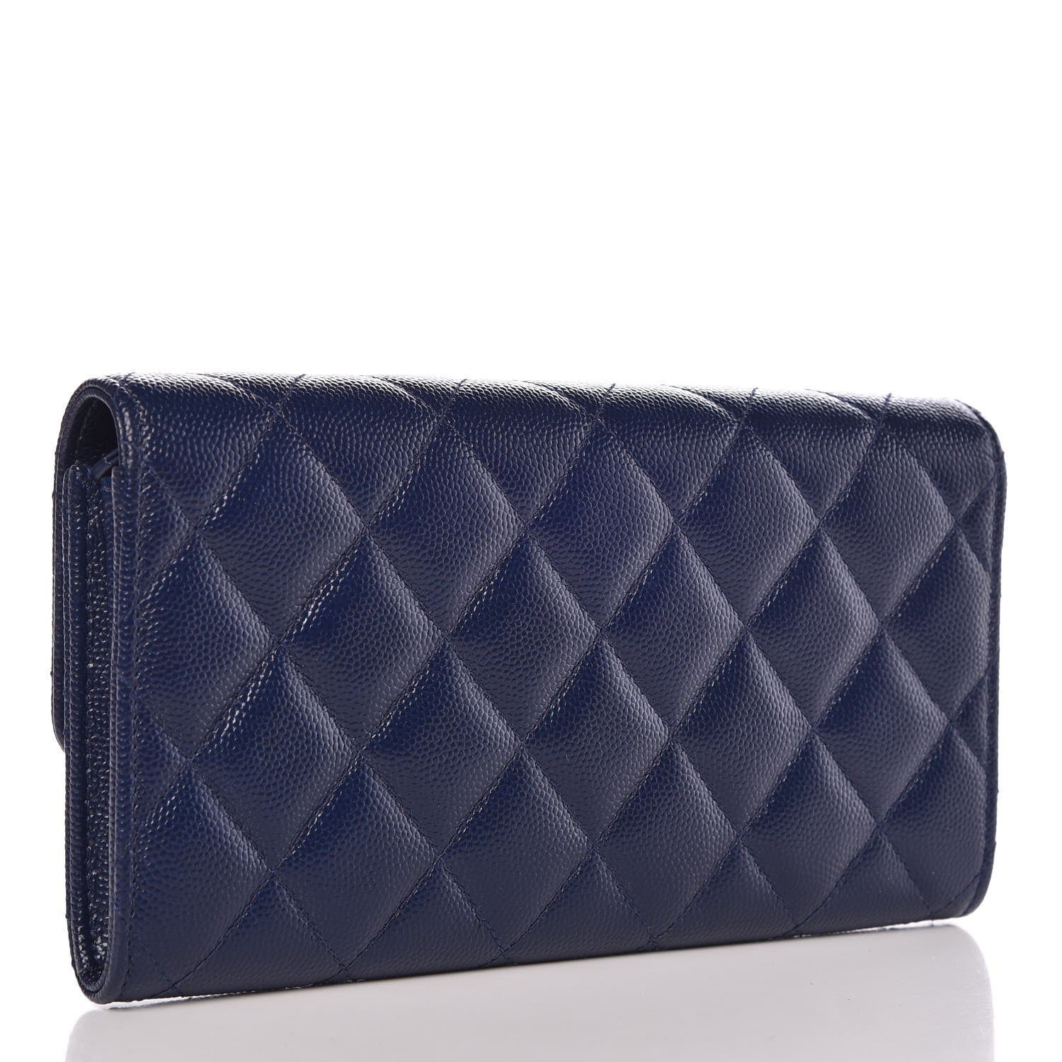 Chanel Caviar Quilted Large Flap Wallet Navy Blue 3 of 8