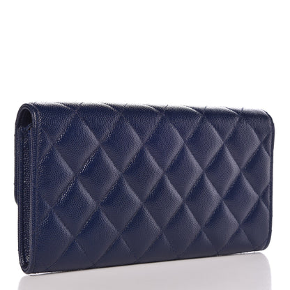 Chanel Caviar Quilted Large Flap Wallet Navy Blue 3 of 8