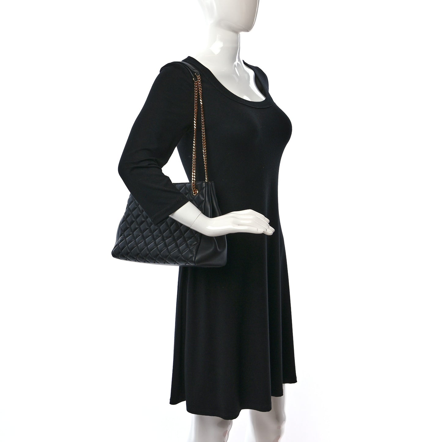 Nappa Quilted Medusa Chain Shoulder Bag Black