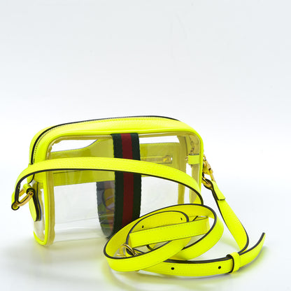 Gucci Vinyl Web Mini Ophidia Transparent Shoulder Bag Yellow Fluo 2 of 9