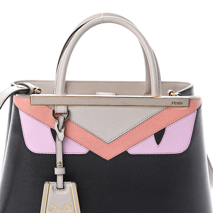 Fendi Vitello Elite Monster Petite 2Jours Tote Multicolor Black Grigio Polvere Multicolor 6 of 8