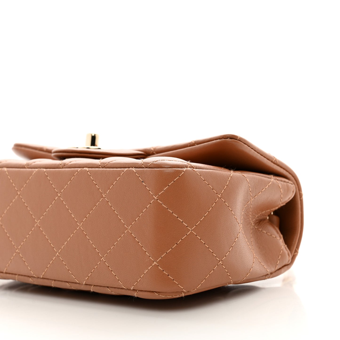 Lambskin Quilted Mini Rectangular Flap Brown