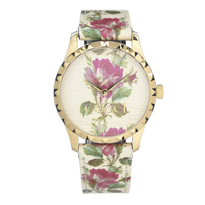 Gucci Stainless Steel Calfskin 38mm G-Timeless Floral Quartz Watch Ivory 1 of 6