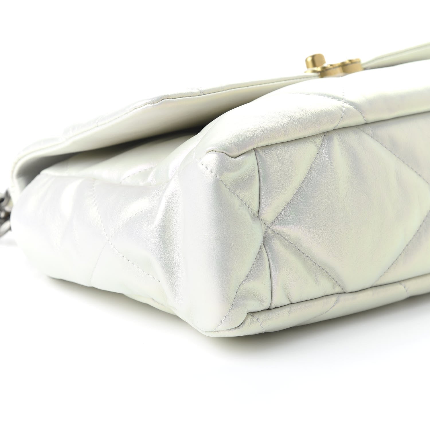 Chanel Iridescent Calfskin Quilted Large 19 Flap White 6 of 10