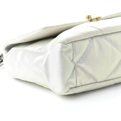 Chanel Iridescent Calfskin Quilted Large 19 Flap White 6 of 10