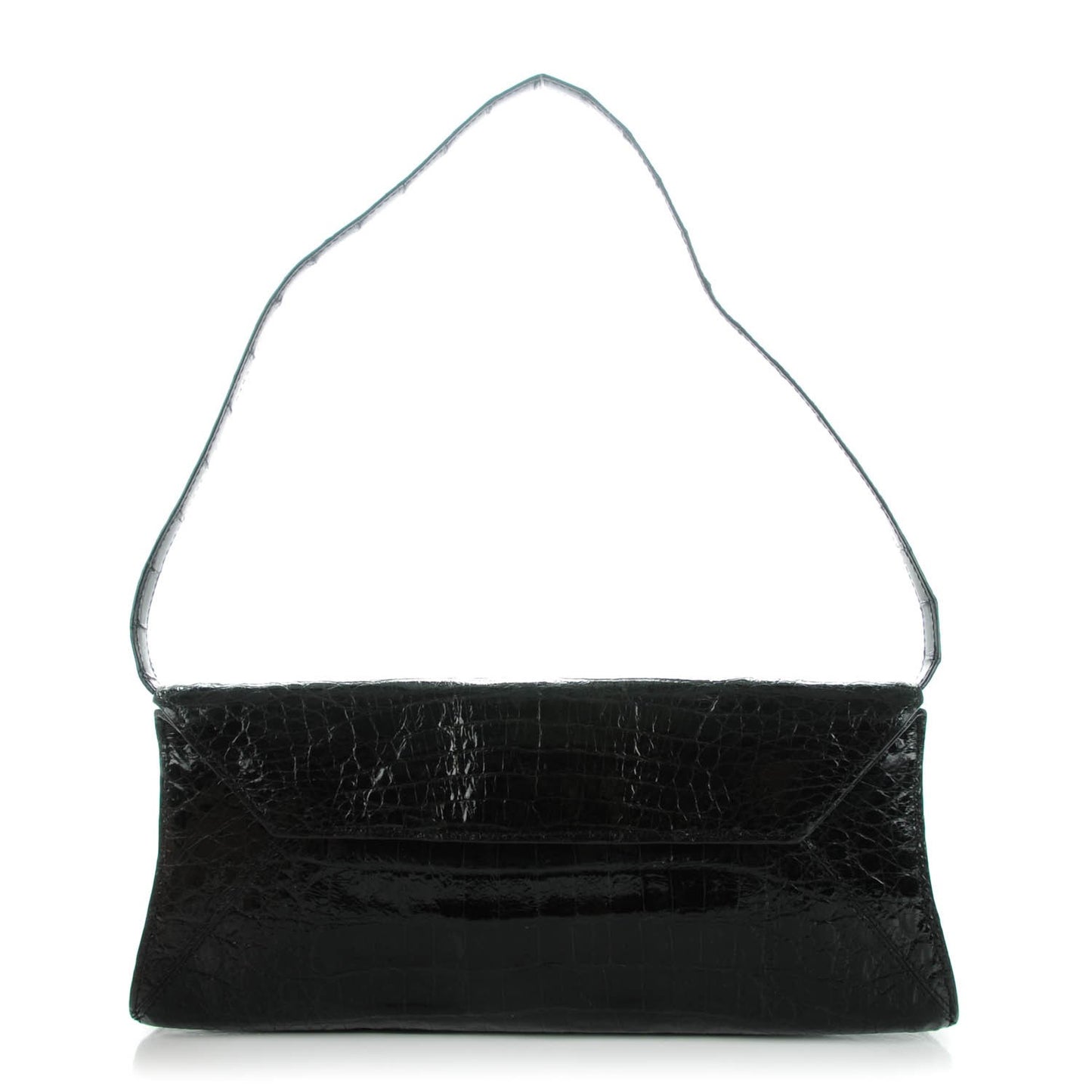 Crocodile Envelope Clutch Black