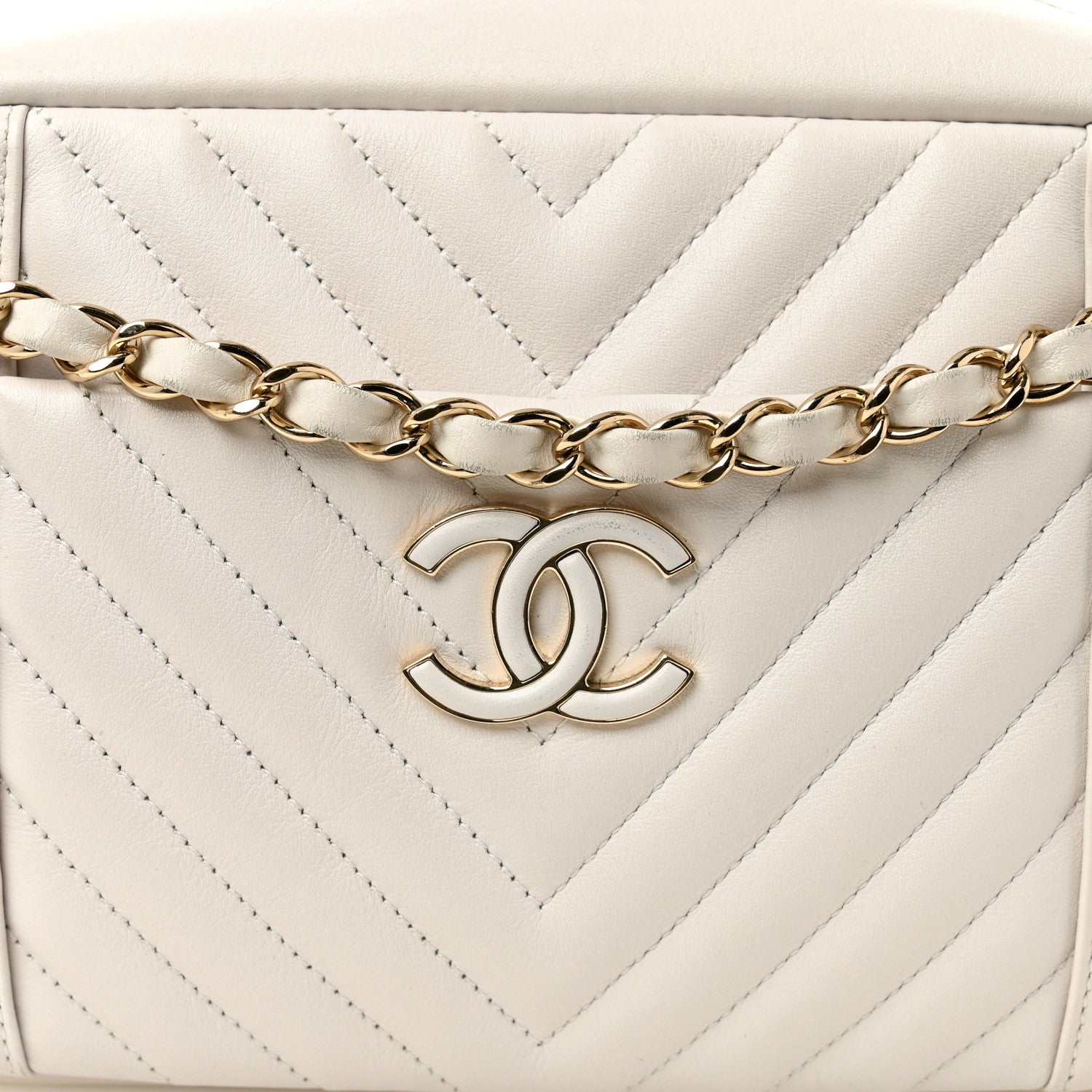 Chanel Calfskin Quilted Daily Chevron Camera Case White 8 of 10