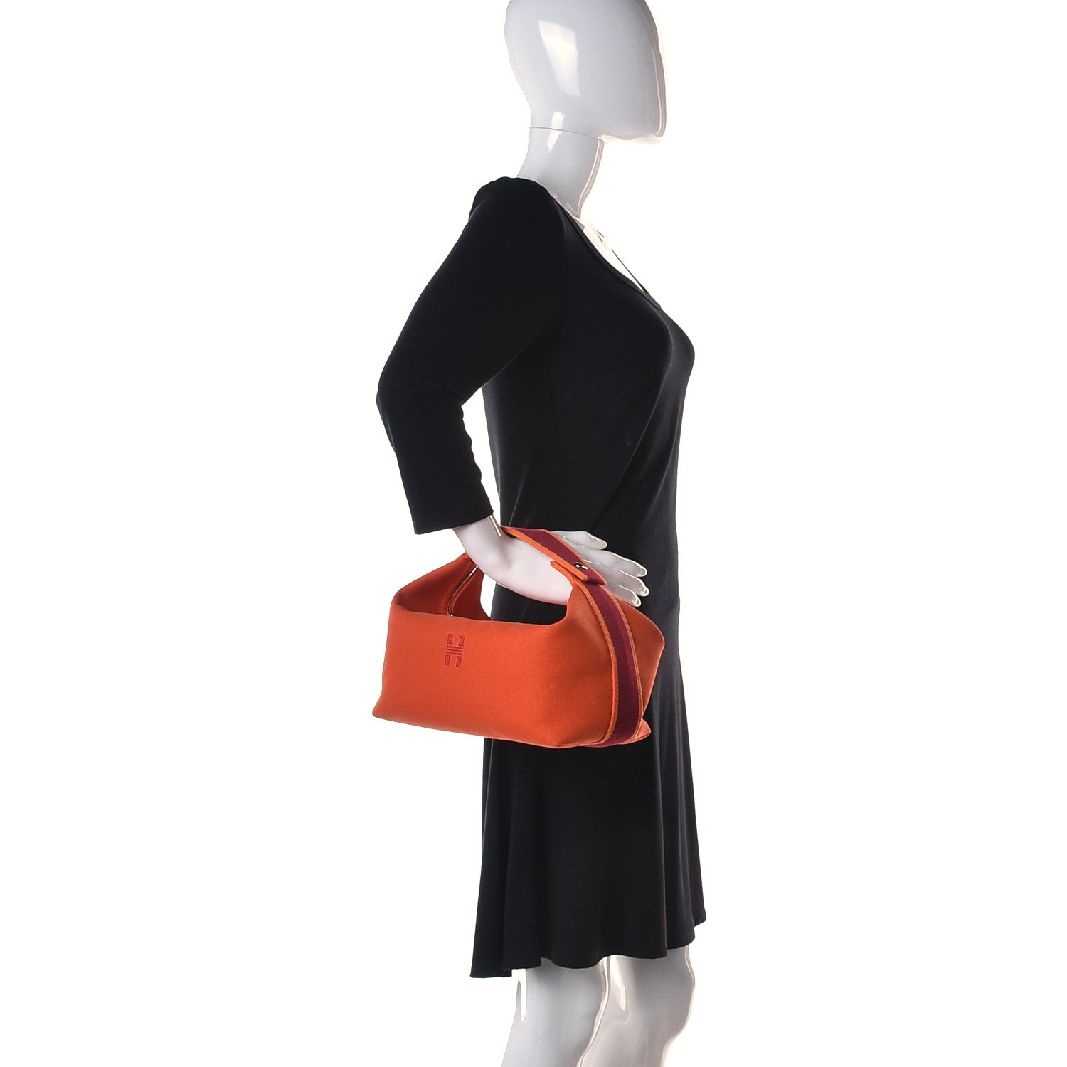 Hermes Canvas Large Bride-A-Brac Pouch Orange Feu Burgundy 2 of 11