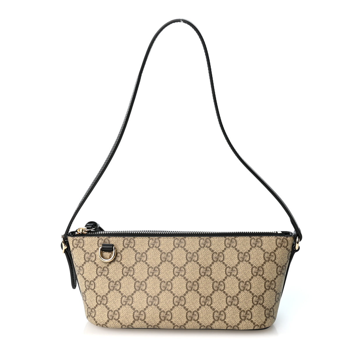 Gucci GG Supreme Monogram Emblem Small Shoulder Bag Beige Black 1 of 10