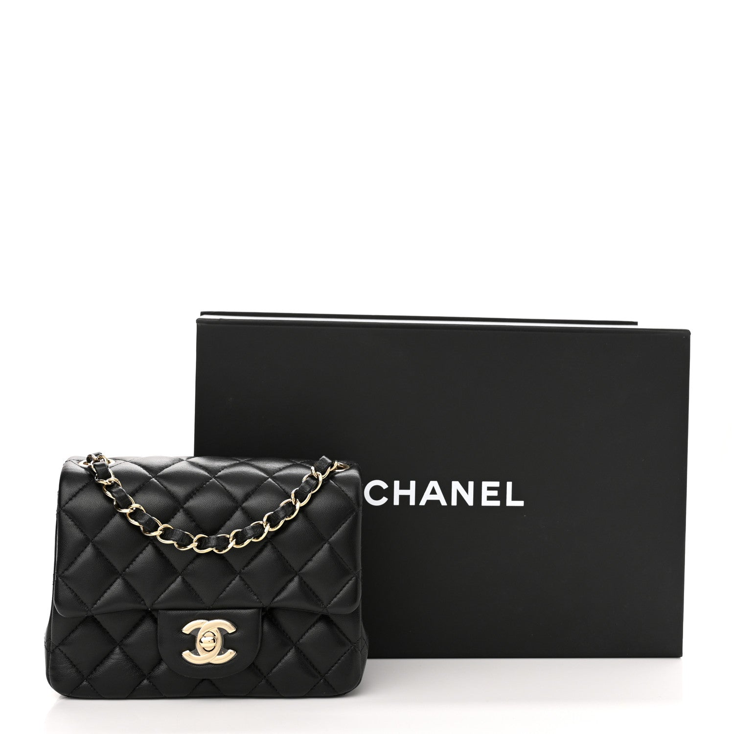Chanel Lambskin Quilted Mini Square Flap Black 14 of 14