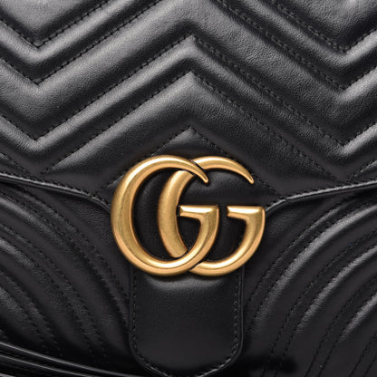 Gucci Calfskin Matelasse Sylvie Web Small GG Marmont Top Handle Shoulder Bag Black 10 of 11